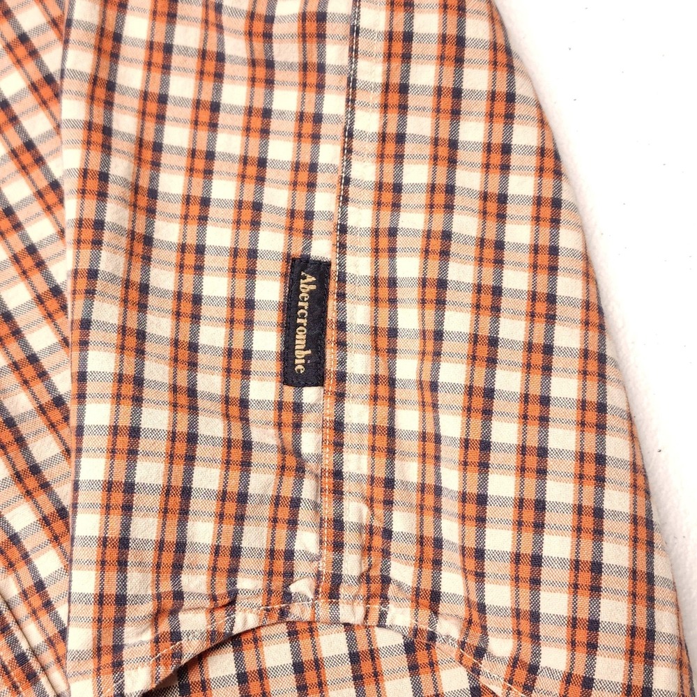 Abercrombie & Fitch Shirt Mens XL Orange Plaid Cotton Button Down - Picture 3 of 9